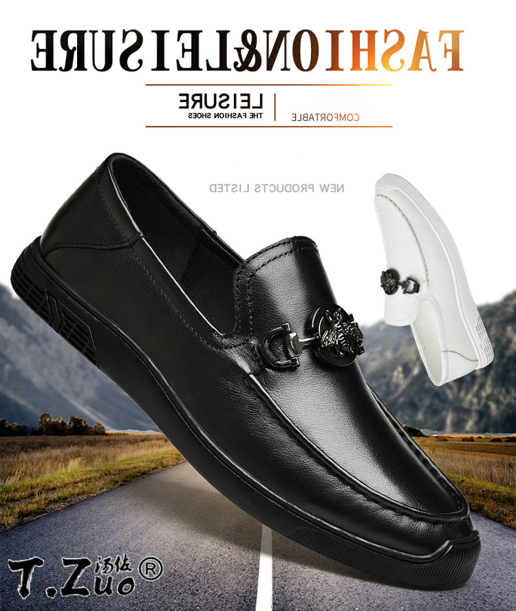 汉克红蚂蚁豆豆鞋软皮商务男驾车鞋一脚蹬皮鞋白色韩版套脚舒适百搭