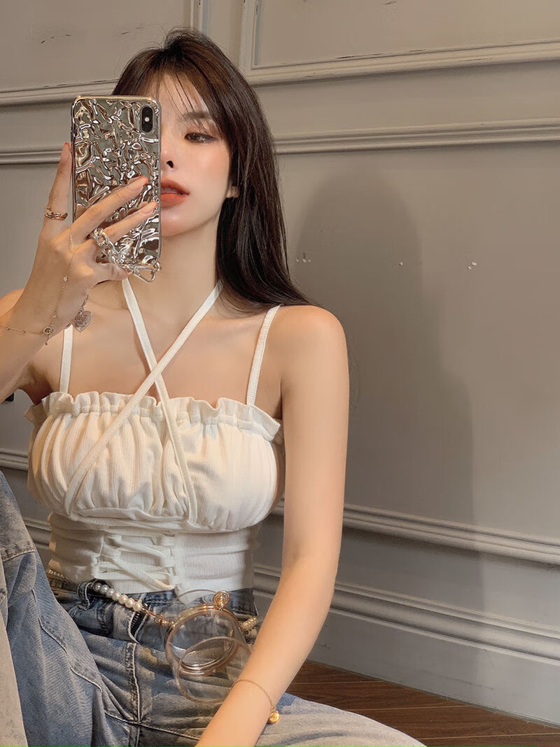 白色吊带背心女内搭夏季设计感甜辣妹抹胸外穿法式无袖短款上衣潮黑色