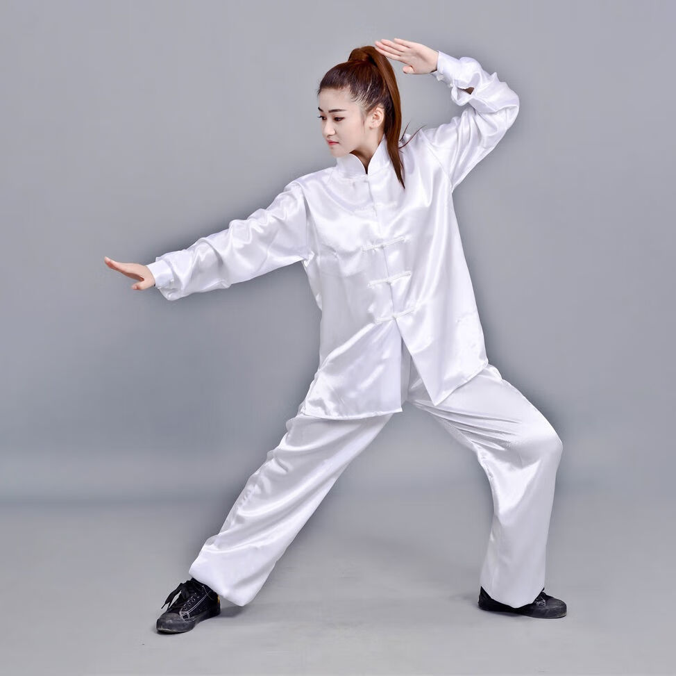 新款纯白太极服演出服春秋款武术服装套装练功服运动会