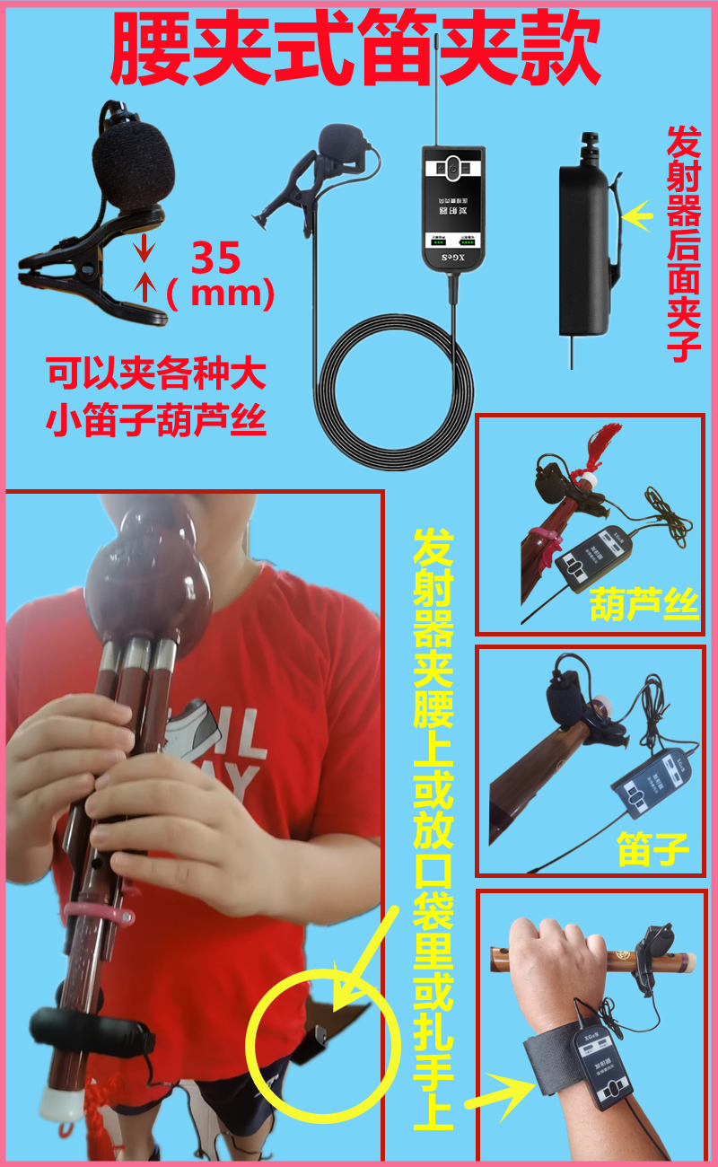 话筒乐器音响口琴中阮便携扩音器蓝牙户外音箱6号标配二胡单支款无线