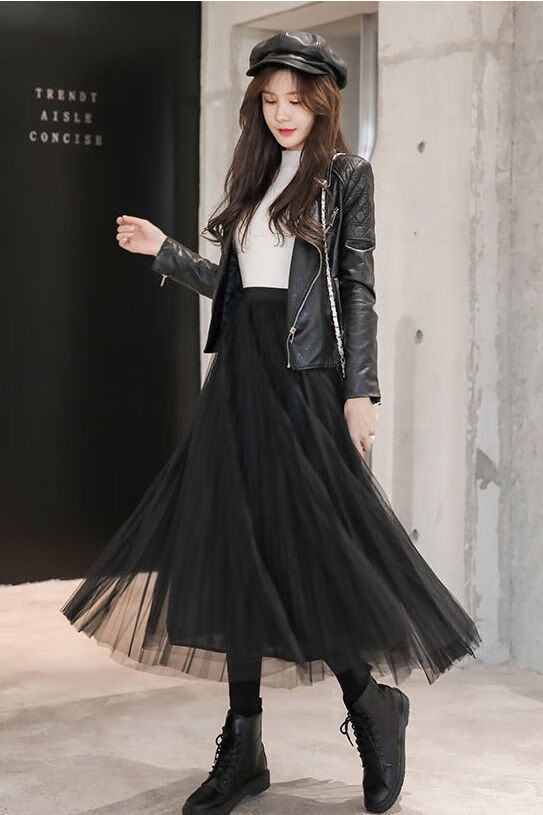 裙春夏新品蓬蓬裙中长裙公主裙a字裙仙女裙黑色裙长85厘米s建议7090斤