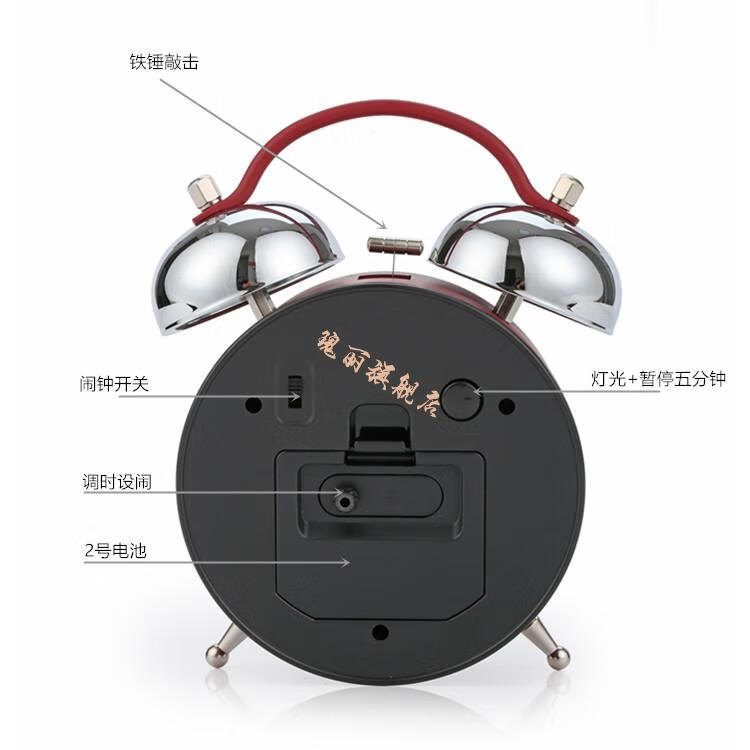 钟表日本静音床头夜光金属钟表闹钟学生卧室儿童qhk035