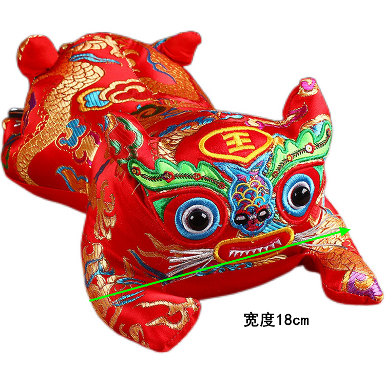 老虎枕头手工刺绣 传统民间特色手工艺品双头刺绣布老虎虎头枕满月宝