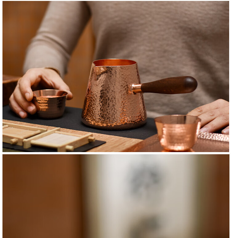 林田纯铜公道杯茶海纯手工捶打加厚茶海分茶器耐热手工功夫茶具配件铜