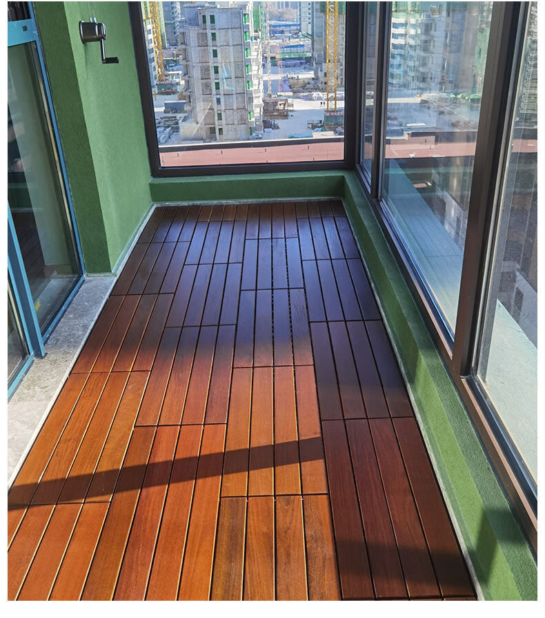 户外网红纯实木室内阳台防腐木地板露台阳光房重蚁木自铺拼接地板 重