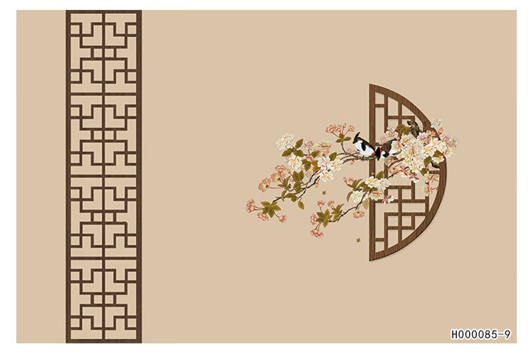 新中式古典中国风复古墙布3d花鸟意境古风装饰客厅电视背景墙壁纸