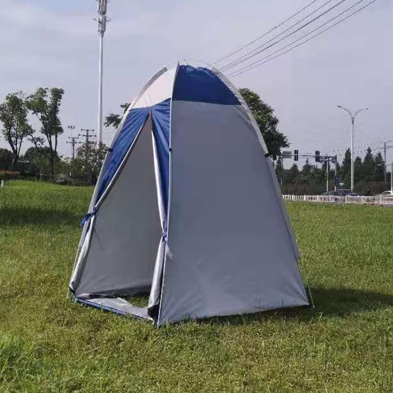 保暖速开单人冰钓帐篷天蓝色拼灰色单个帐篷无底12长12宽16米高双门