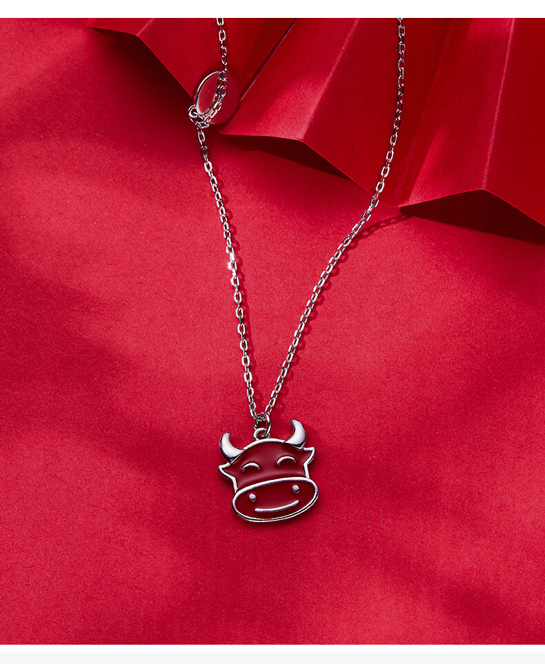 采桑子感温变色牛年项链女本命年十二生肖牛年新款潮毛衣链新年礼物感