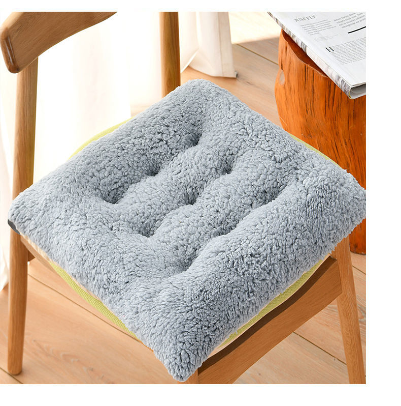 坐垫冬季毛绒椅子垫纯色羊羔绒办公室坐垫地上座椅屁股垫子加厚软暖