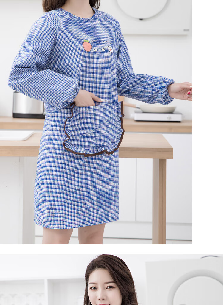 北方虎家用穿反罩衣家用围裙厨房做饭韩版女时尚卡通棉布反穿罩衣防污