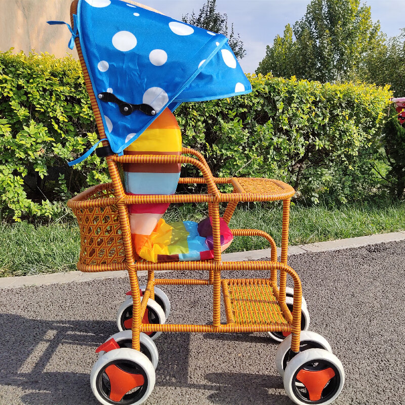 竹藤婴儿推车宝宝婴儿竹藤轻便小孩推车藤编车仿藤儿童藤椅手推车坐式
