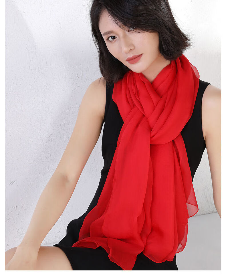 妈妈生日礼物4050岁杭州丝绸垂感度好丝巾春秋冬季保暖围巾女时尚妈妈