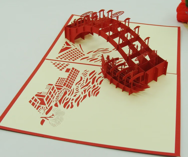 景點建築3d立體賀卡 特色北京上海創意鏤空剪紙紙雕紀念 商務賀卡