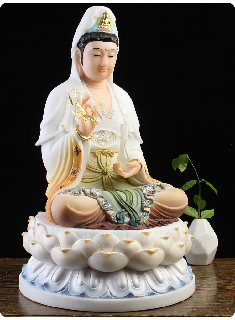 观音佛像居家供奉家用汉白玉石南海普陀山观世音菩萨居家客厅玄关风水