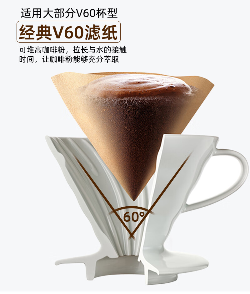 2022新款hario日本咖啡滤纸手冲咖啡v60滴漏式咖啡过滤纸vcf010201漂