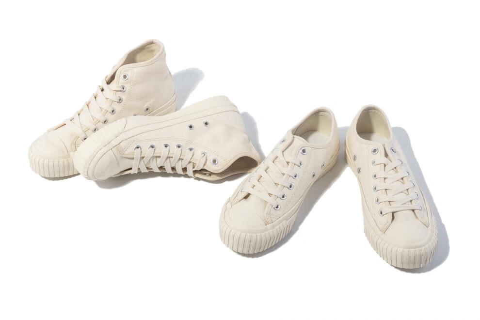 日本冈山久留米帆布鞋女复古米白色板鞋低帮原宿风平底饼干鞋 良着