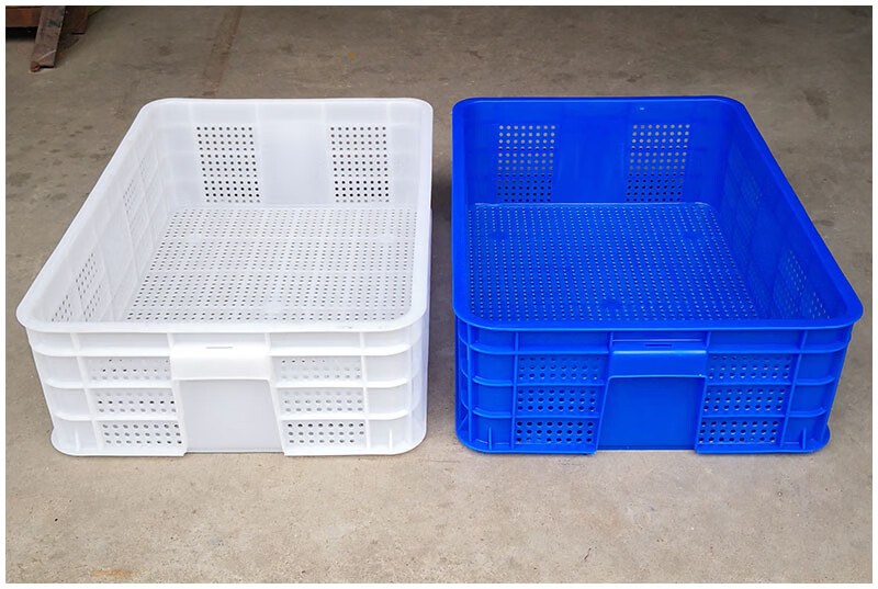 筐箱相互堆叠沥水圆眼胶框装龙虾运输筐蘑菇菌筐带有孔盖子周转箱155