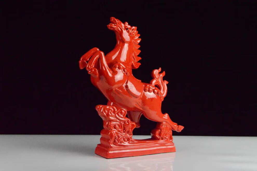 诗华歌迪 陶瓷中国红马摆件 升学中考高考祝福励志 马到成功书房新年