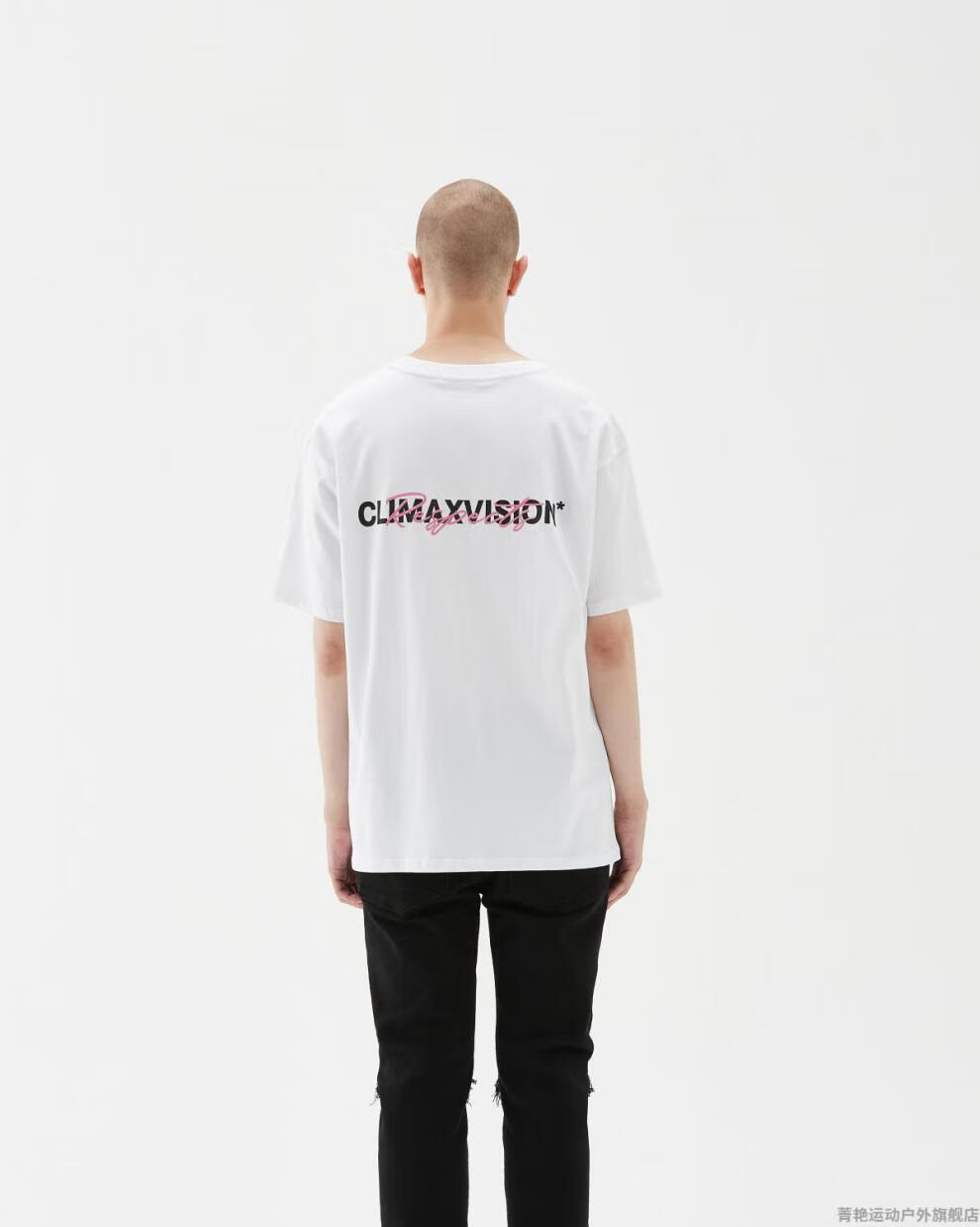 climaxvision印花logo印花简约休闲t恤短袖高街情侣tee潮牌黑白白色s