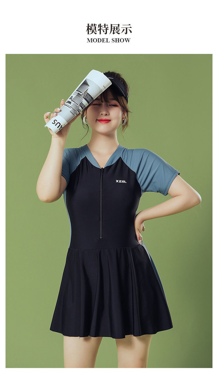 大码泳衣女遮肚微胖妹妹遮肉显瘦保守度假泡温泉泳衣大码游泳衣女胖mm