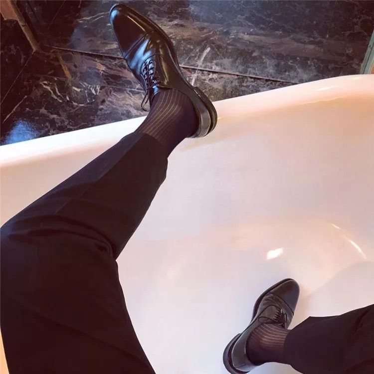 西装袜子男男士日系商务锦纶丝袜长筒薄款透气绅士性感黑色正装西装