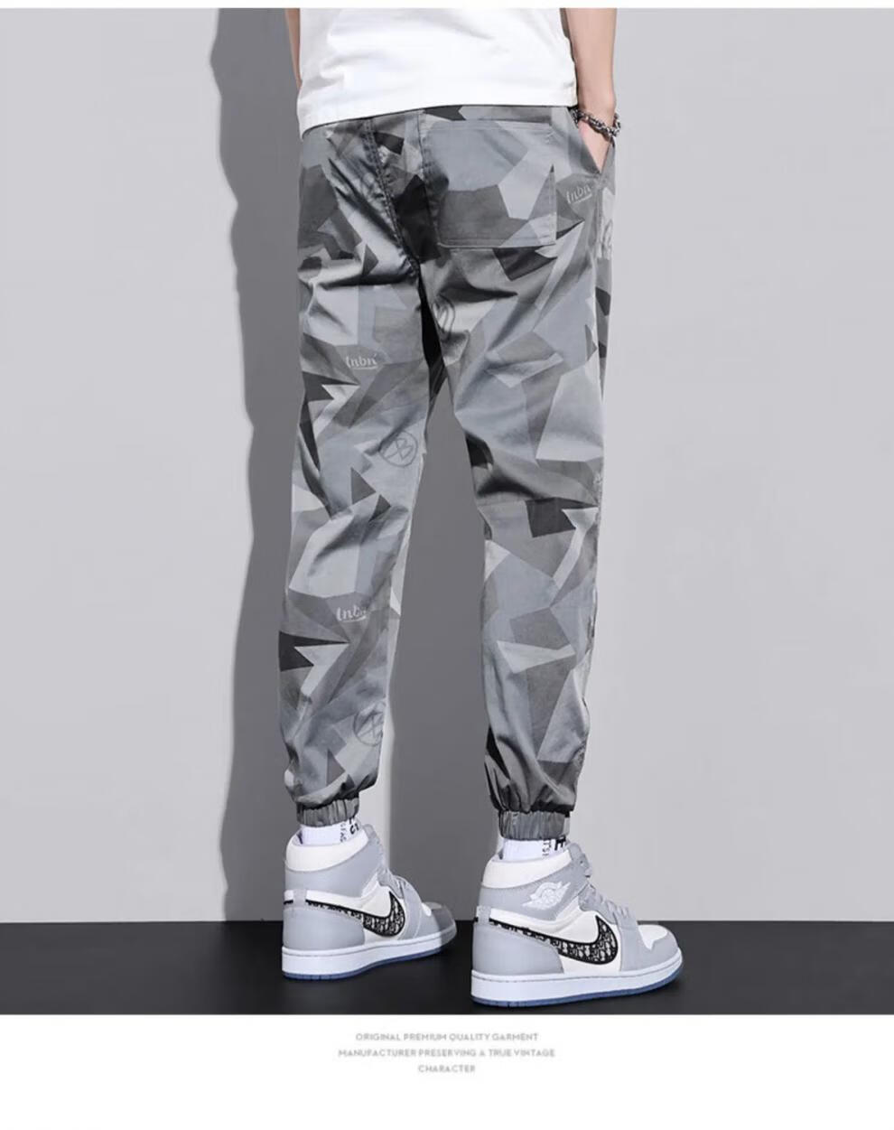lucazer休闲裤夏季薄款冰丝迷彩裤子男ins宽松百搭潮流束脚运动工装裤