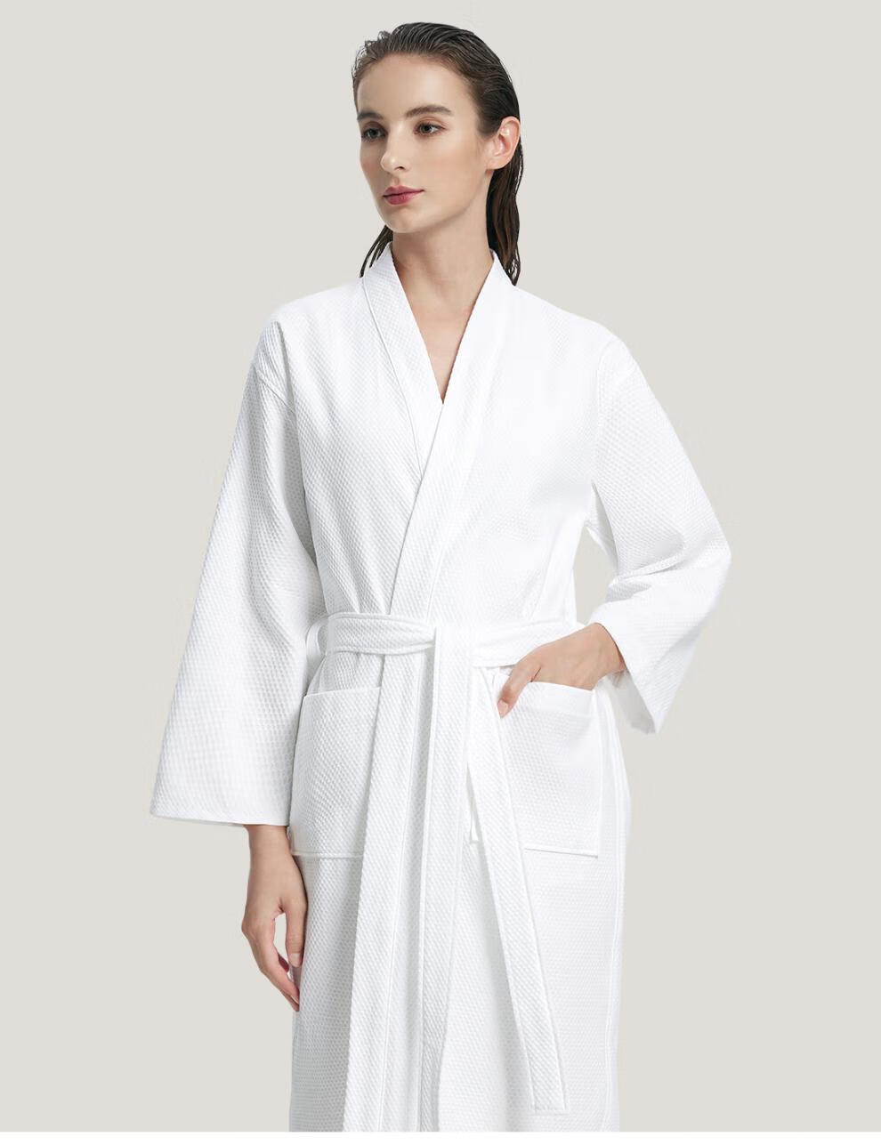 洁丽雅浴袍高端轻奢夏季中洁浴袍女春秋长款吸水速干薄款夏季男酒店