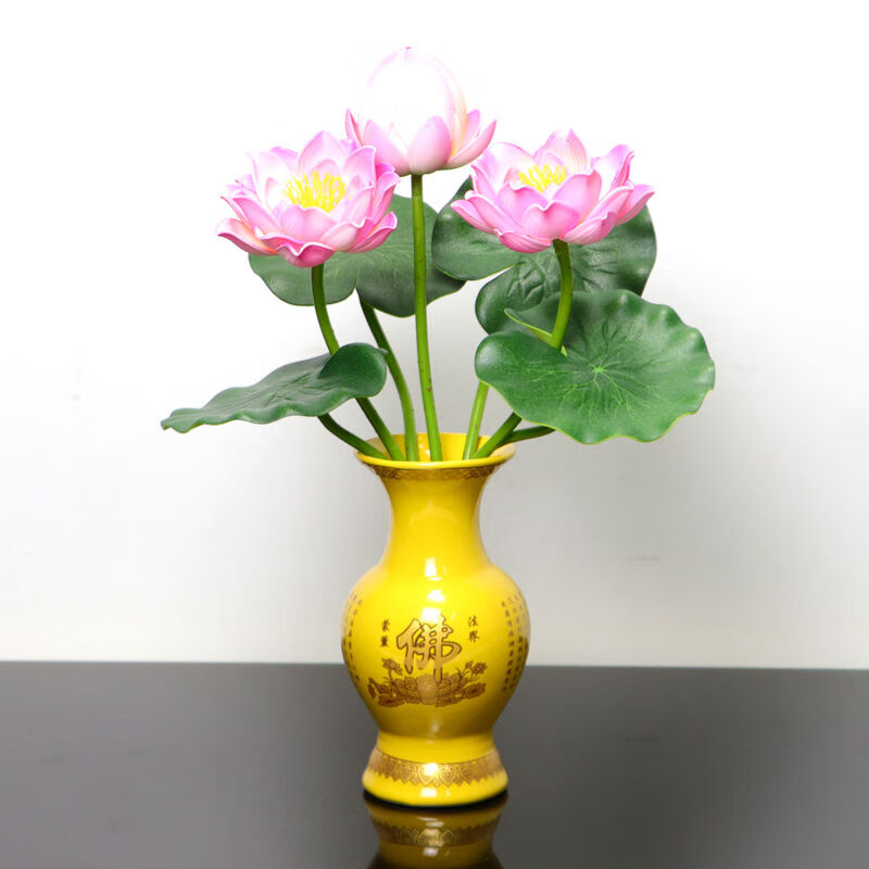 精品绿植仿真荷花观赏摆件装饰花水池佛堂装饰手工假花花束供佛前莲花