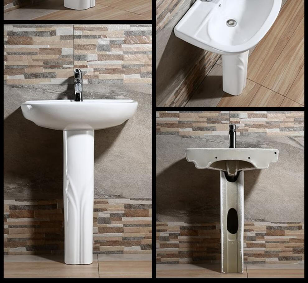 银枪立式陶瓷洗脸盆立柱盆阳台洗手柱盆卫浴立柱盆洗手盆小户型卫生间