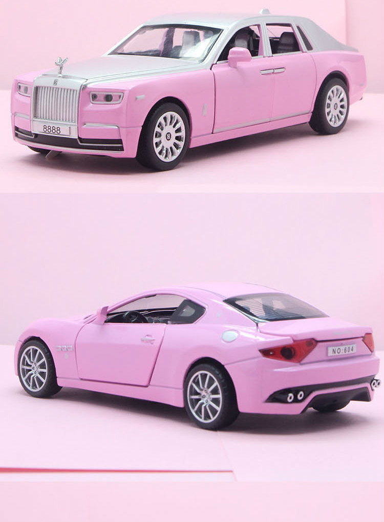 玛莎拉蒂 限量版吃鸡玛莎拉蒂gt粉色车模跑车限量版仿真合金玩具汽车