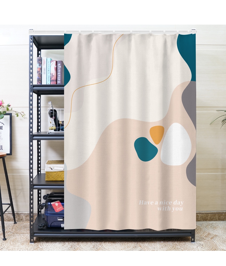 厨房置物架防尘罩套 定制遮挡货架收纳架挡布帘轨道可移动帘帘厨房