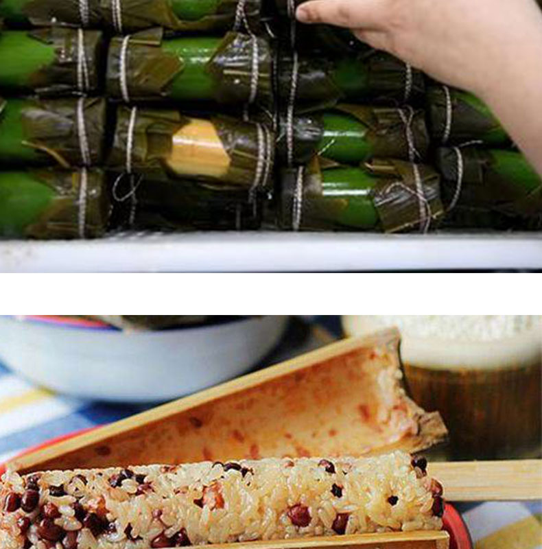 新鲜商用竹筒粽子竹筒模具 网红包粽子神器家用两头空竹筒饭蒸筒 小号