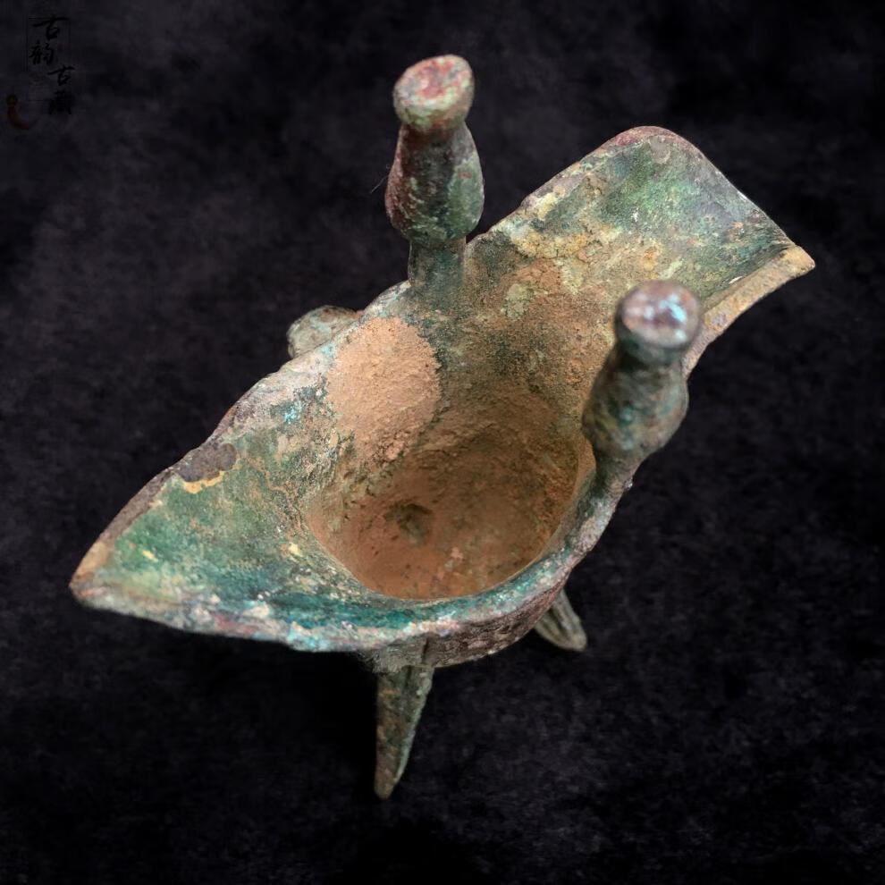 仿古帝王杯铜古董收藏青铜酒樽仿古做旧古代宫廷酒杯铜爵杯杯青铜器父
