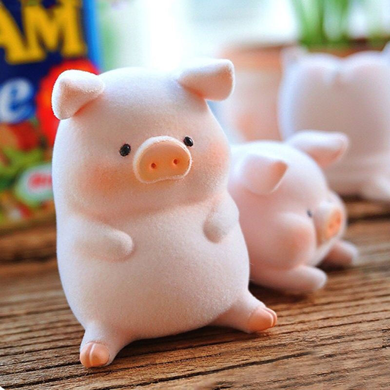 可爱网红lulu小猪学生系猪猪公仔ins风办公桌玩偶装饰品摆件侧卧猪