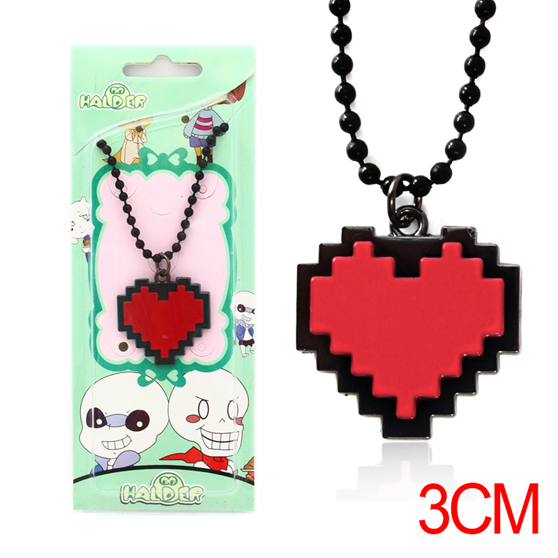 2022新款游戏undertale传说之下周边项链sans chara立体平面心型吊坠