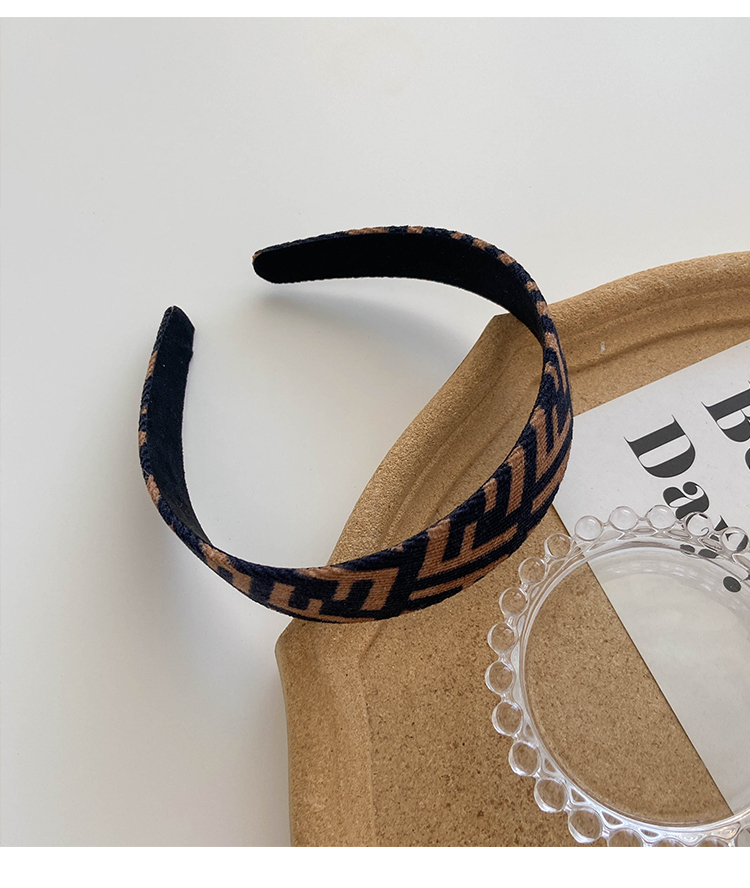 复古港风碎发发捆宽发箍女压发洗脸发卡气质外出百搭头箍头饰细款咖色