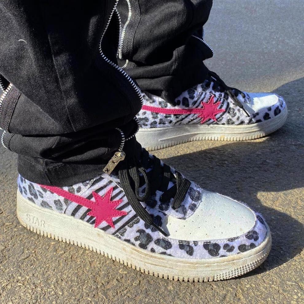 starwalk豹纹粉星流星dunksb网红同款百搭滑板低帮休闲运动板鞋潮流