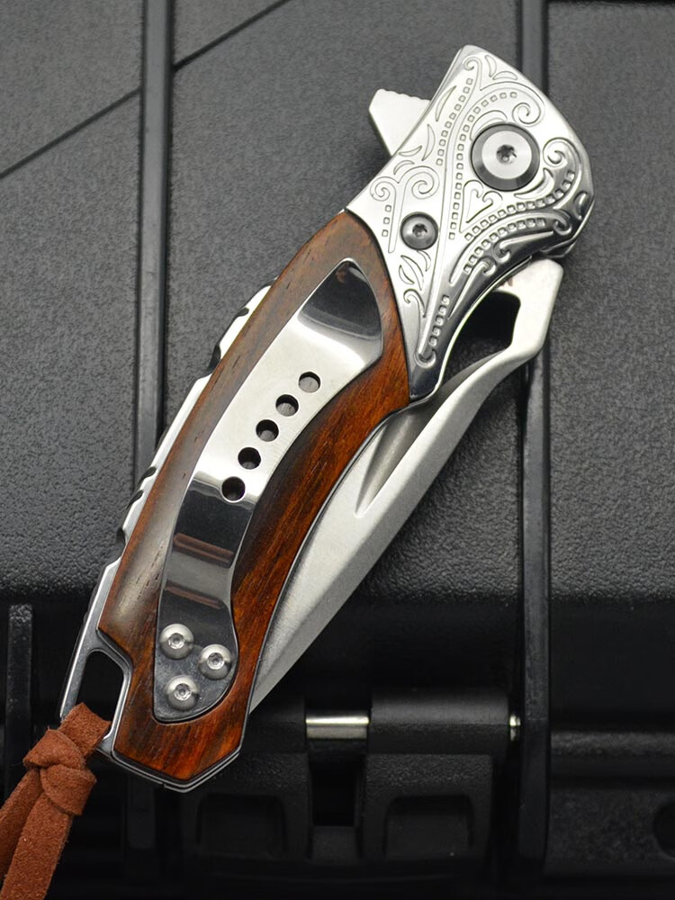 m390粉末钢折叠刀 高硬度锋利折刀户外露营edc刀具便携迷你刀 玫红色