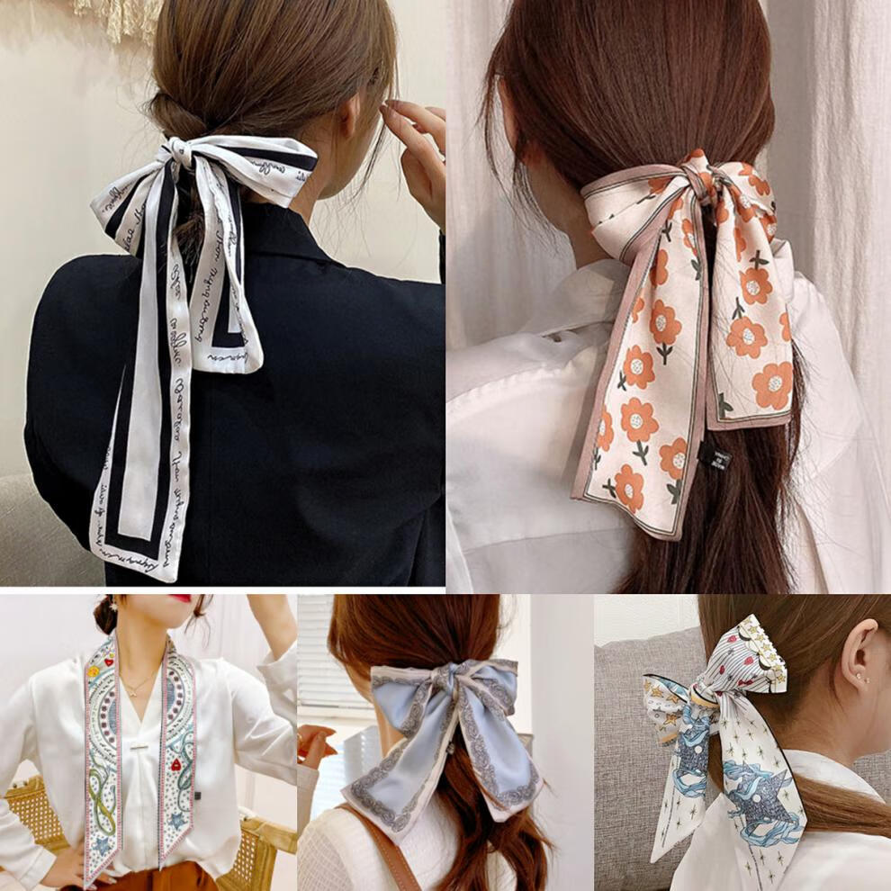 xpmr新品束发带丝巾优雅丝巾赫本风丝巾发带多功能飘带头绳森女系蝴蝶