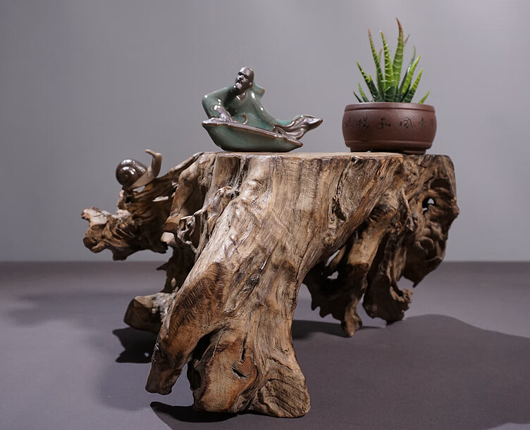 风化枯木树根雕根艺底座电视柜软装饰品禅意摆件功夫茶道干泡茶台m 浅