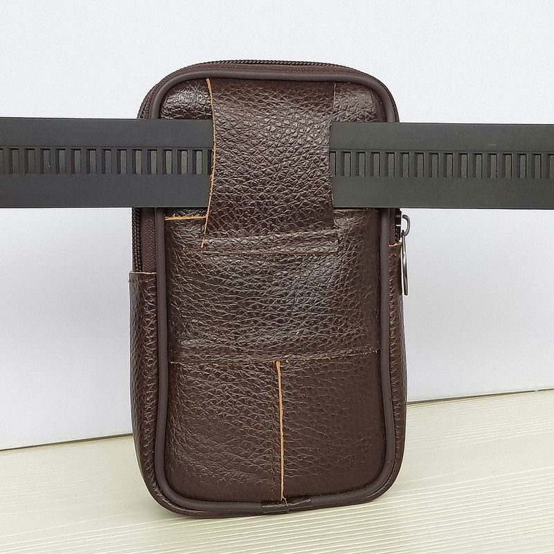 手机腰包男皮带腰包手机包男牛皮挂腰手机套老年人钱包袋横竖款单双层