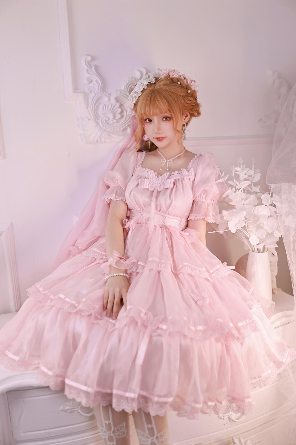 2022新款芙拉小姐lolita全款现货芙拉小姐洛丽塔lolita连衣裙短袖op花