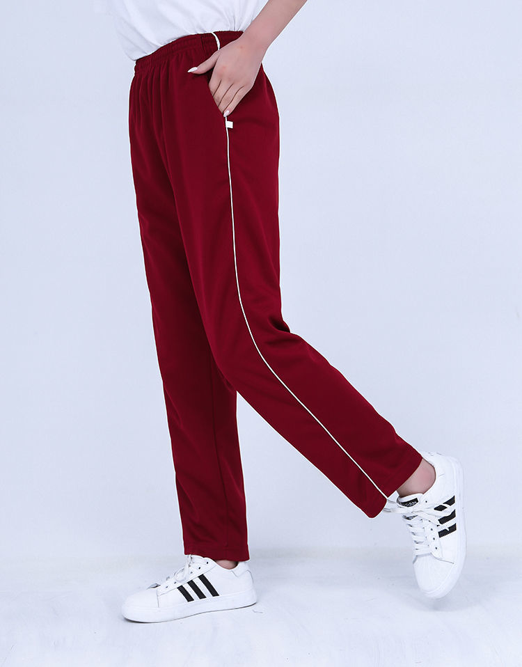 峰中雪秋季男女中学生校服裤子枣红色高中校裤两条杠高中校裤两道杠校