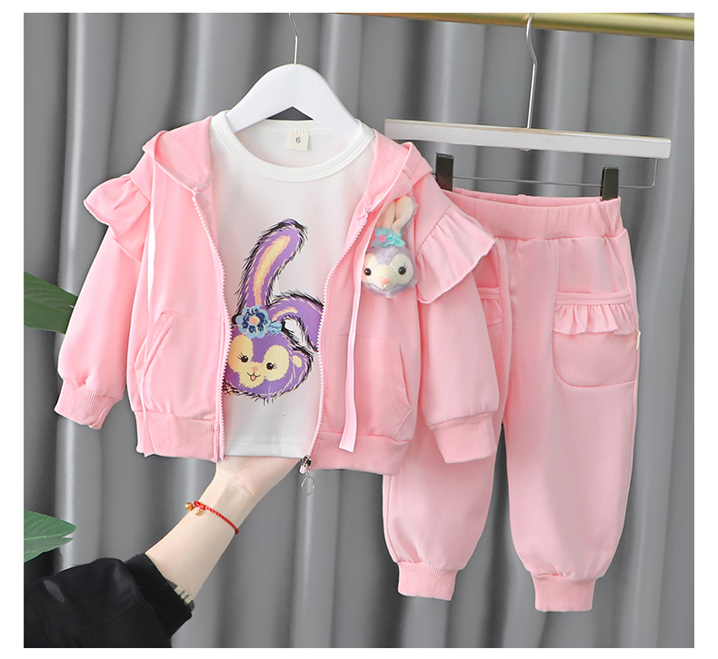 皮尔卡丹高档品牌童装314岁女童春装三件套洋气时髦儿童衣服春季婴儿