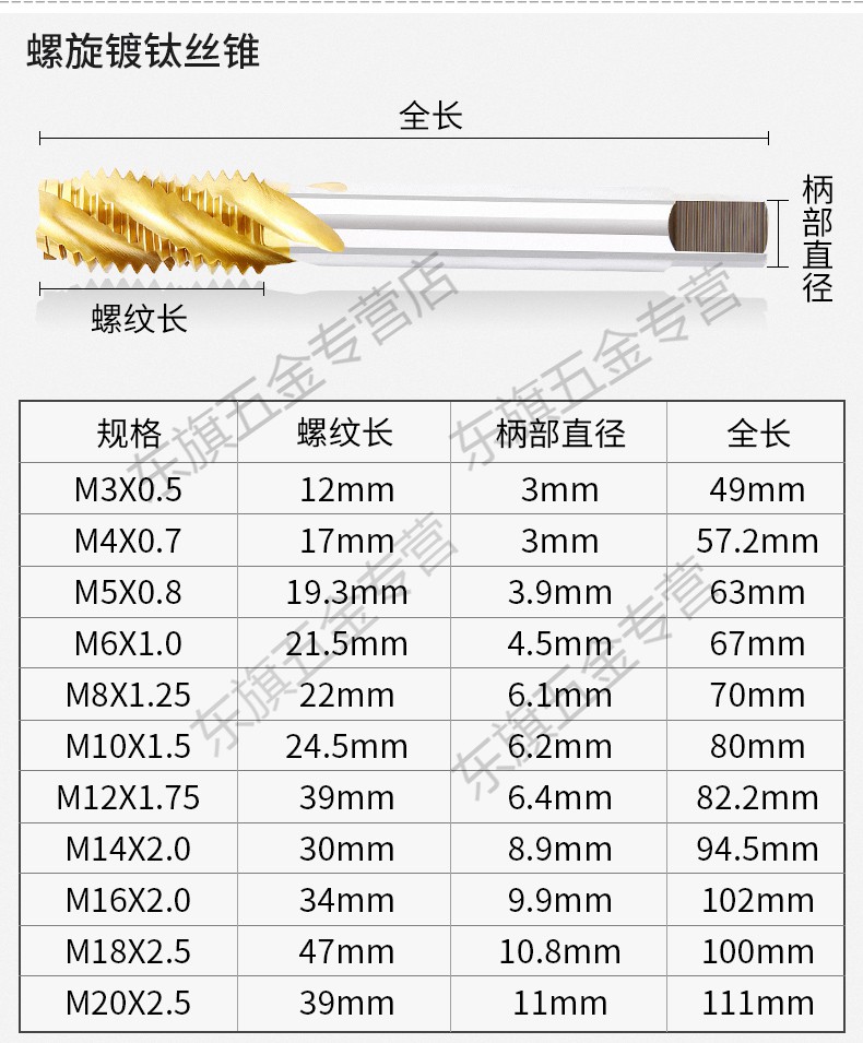 机用丝锥先端丝攻扳手不锈钢攻丝螺旋丝锥m3m4m6m8m10