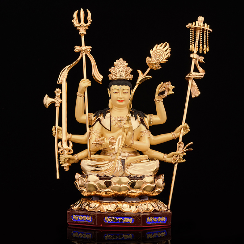 铜一家大随求菩萨佛像摆件黄铜鎏金大随求佛母观音