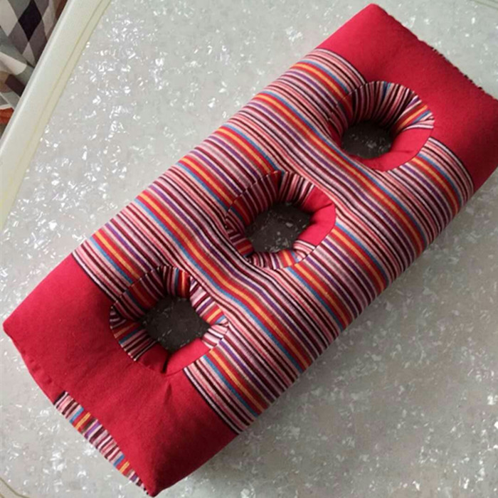 老粗布棉三孔耳枕护耳枕填充物为荞麦壳保护耳朵 深紫色1 荞麦壳