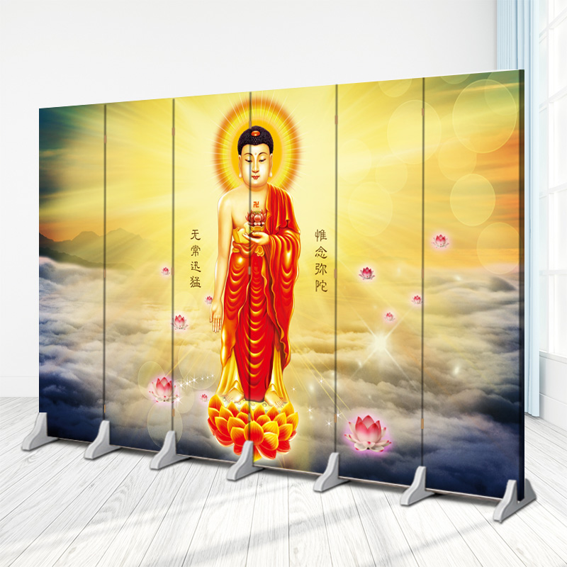 佛龛遮挡屏风心经中式屏风隔断玄关佛堂佛龛遮挡禅意古典寺庙折叠简易