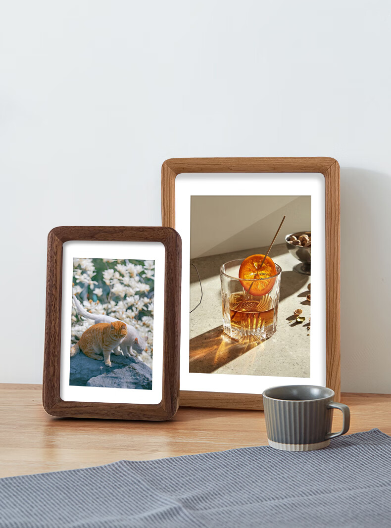 实木相框榫卯相框洗照片摆台画框6寸7寸10寸a4黑胡桃框架可定制 德国