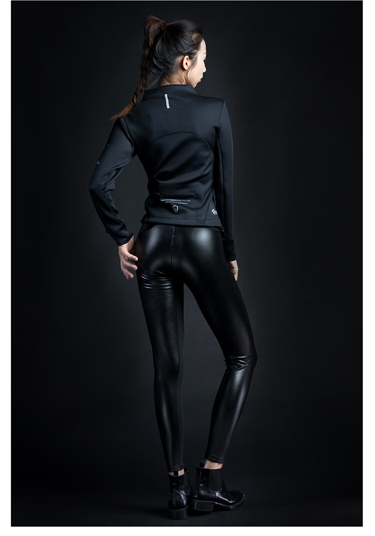 msgd紧身裤女子运动裤修身高弹皮裤black黑色m现货开售